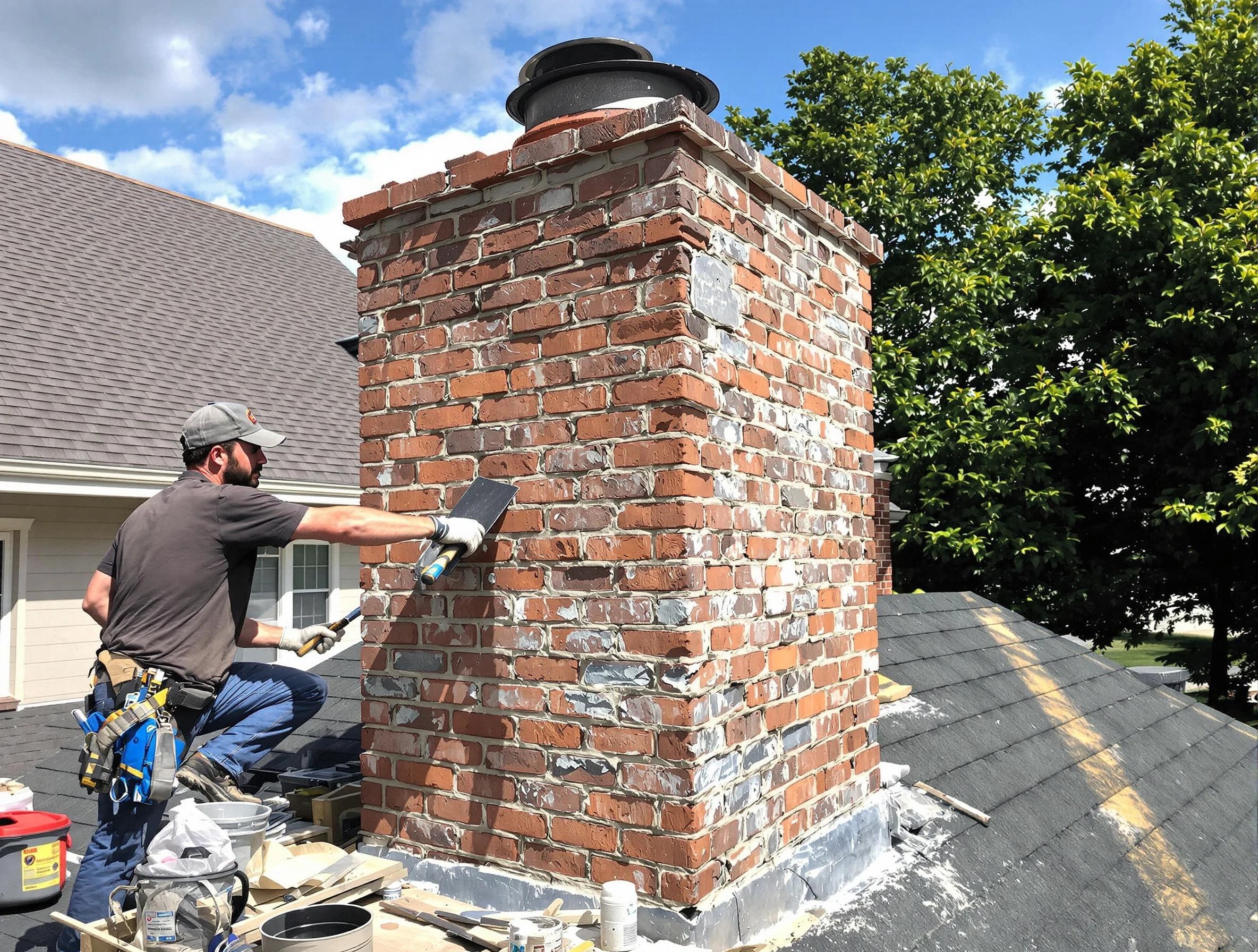Completed chimney rebuild by Montevallo Chimney Sweep in Montevallo, AL
