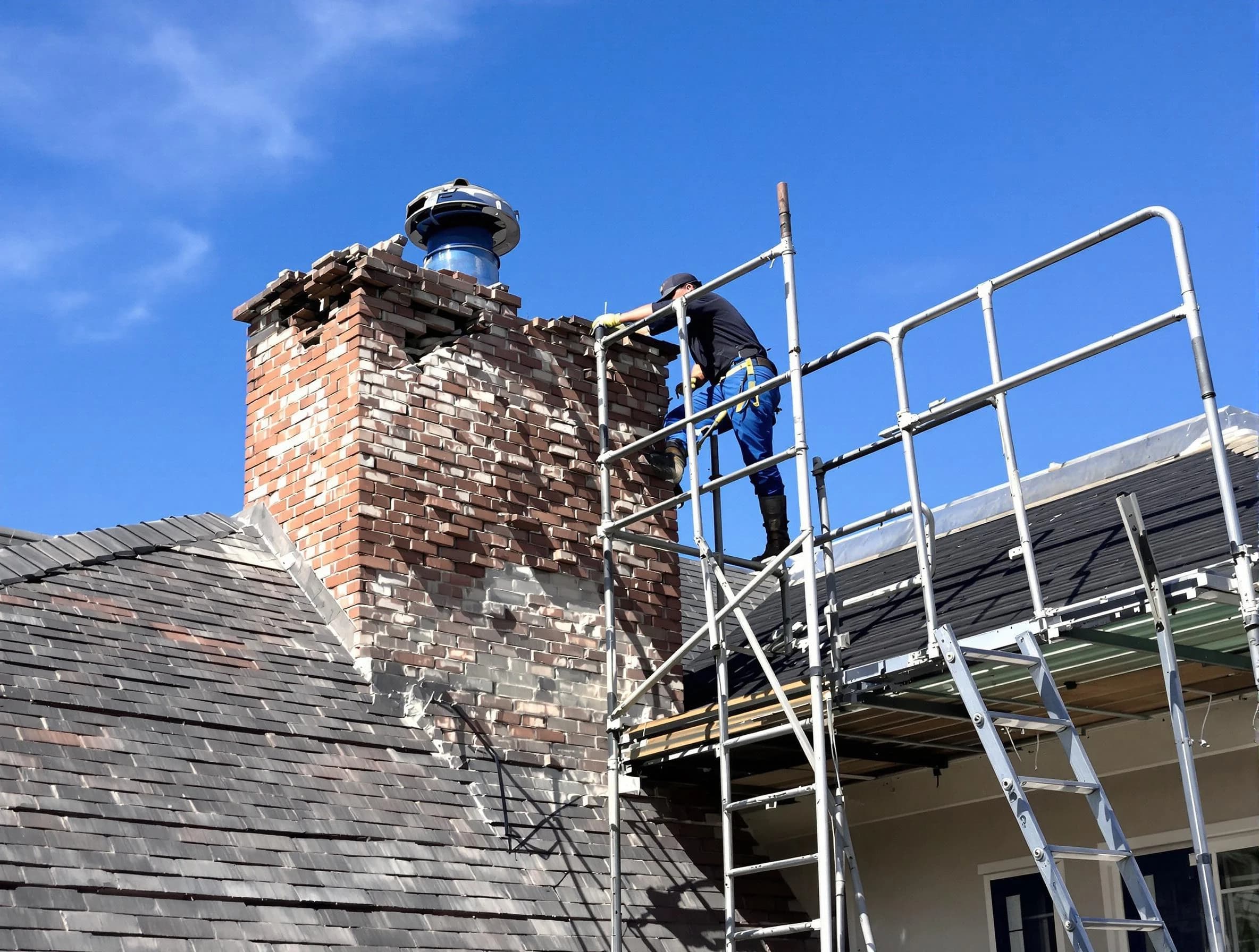 Rebuilding a chimney structure by Montevallo Chimney Sweep in Montevallo, AL