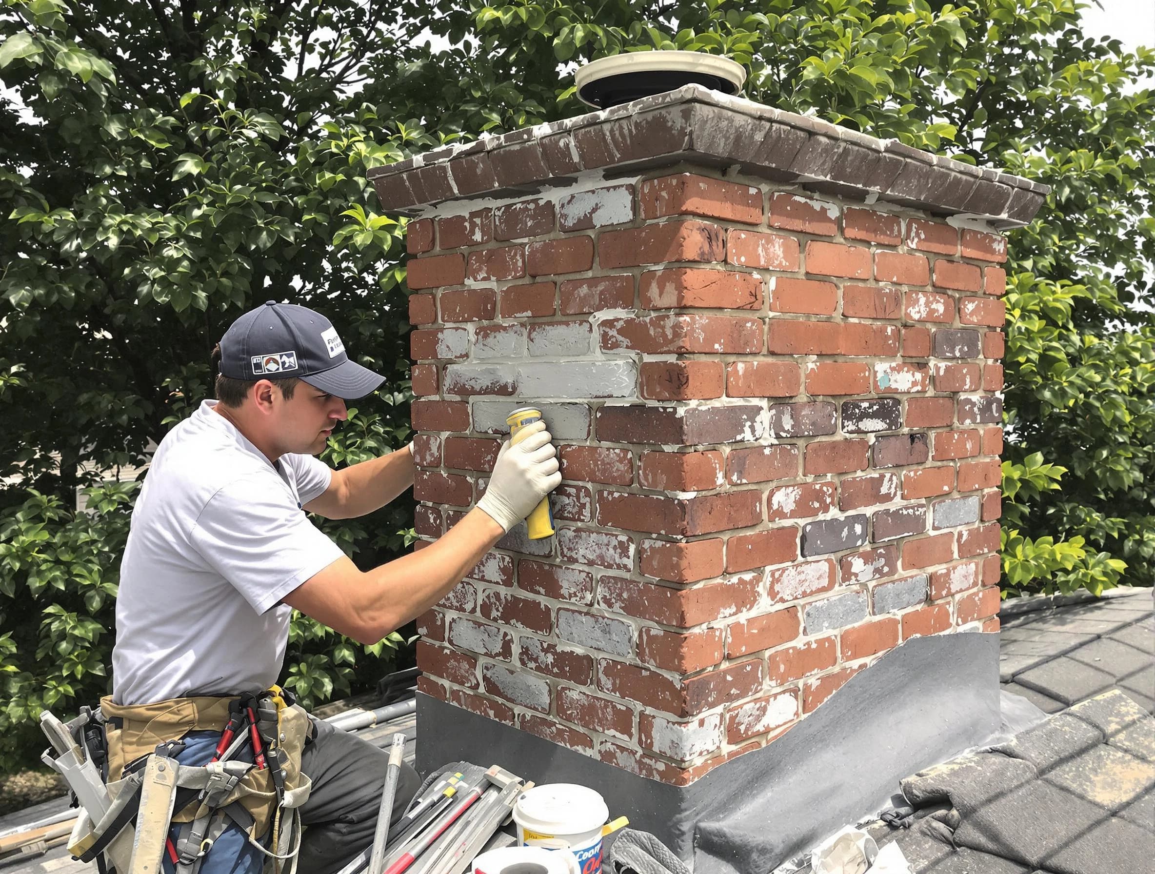 Montevallo Chimney Sweep restoring an aging chimney in Montevallo, AL