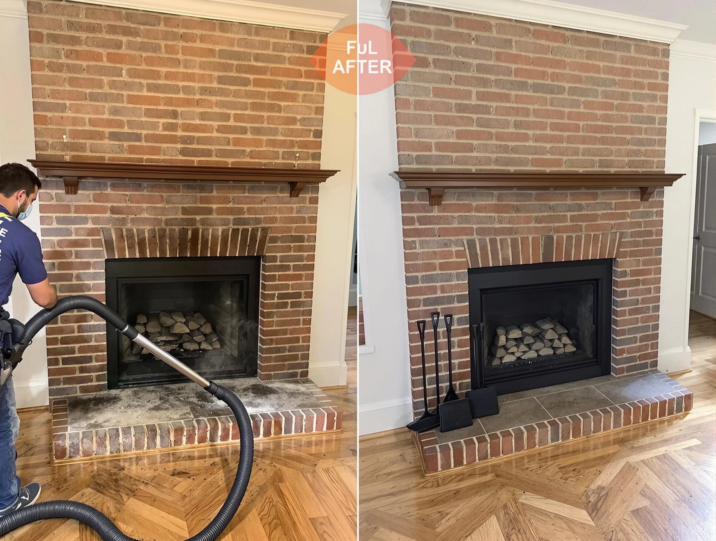 Montevallo Chimney Sweep carefully sanitizing a fireplace in Montevallo, AL