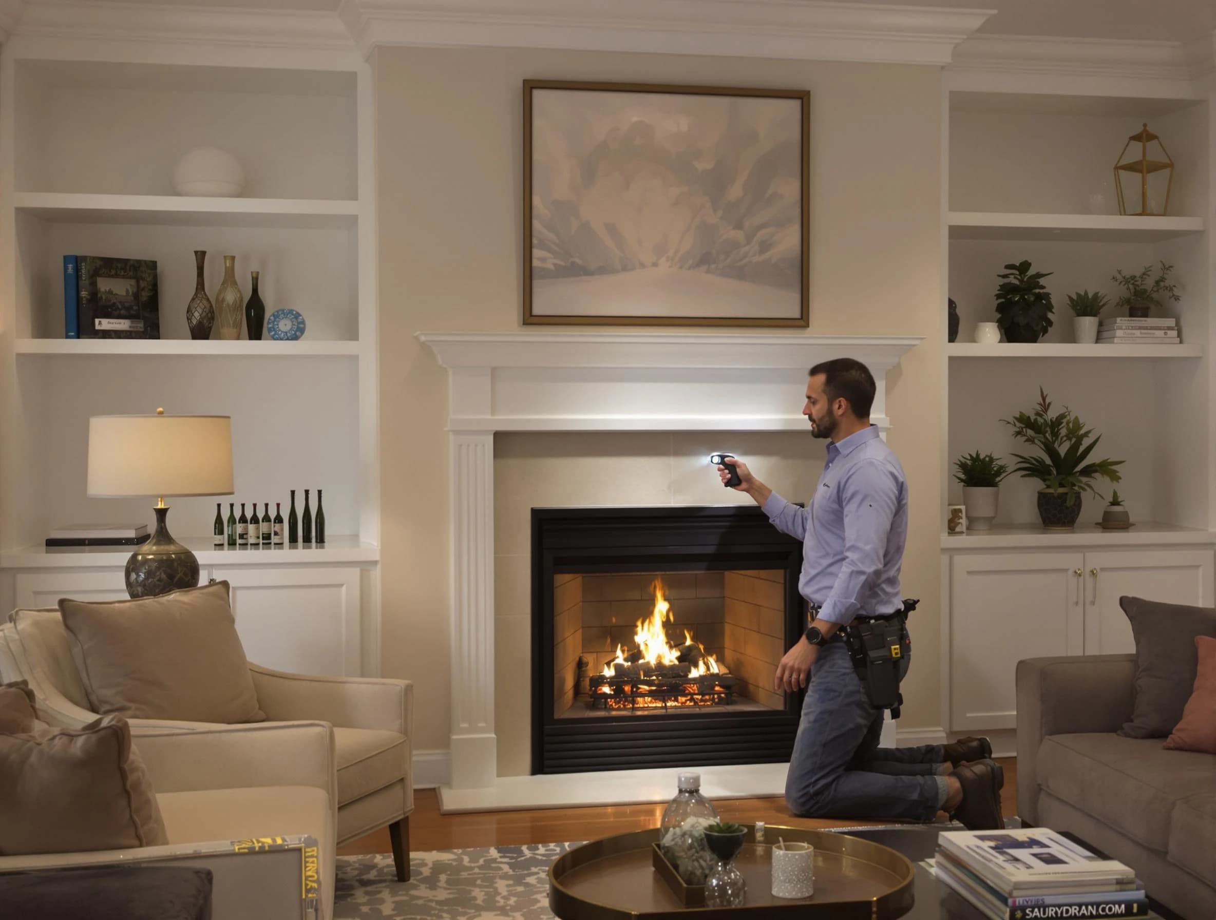 Montevallo Chimney Sweep conducting a fireplace safety inspection in Montevallo, AL