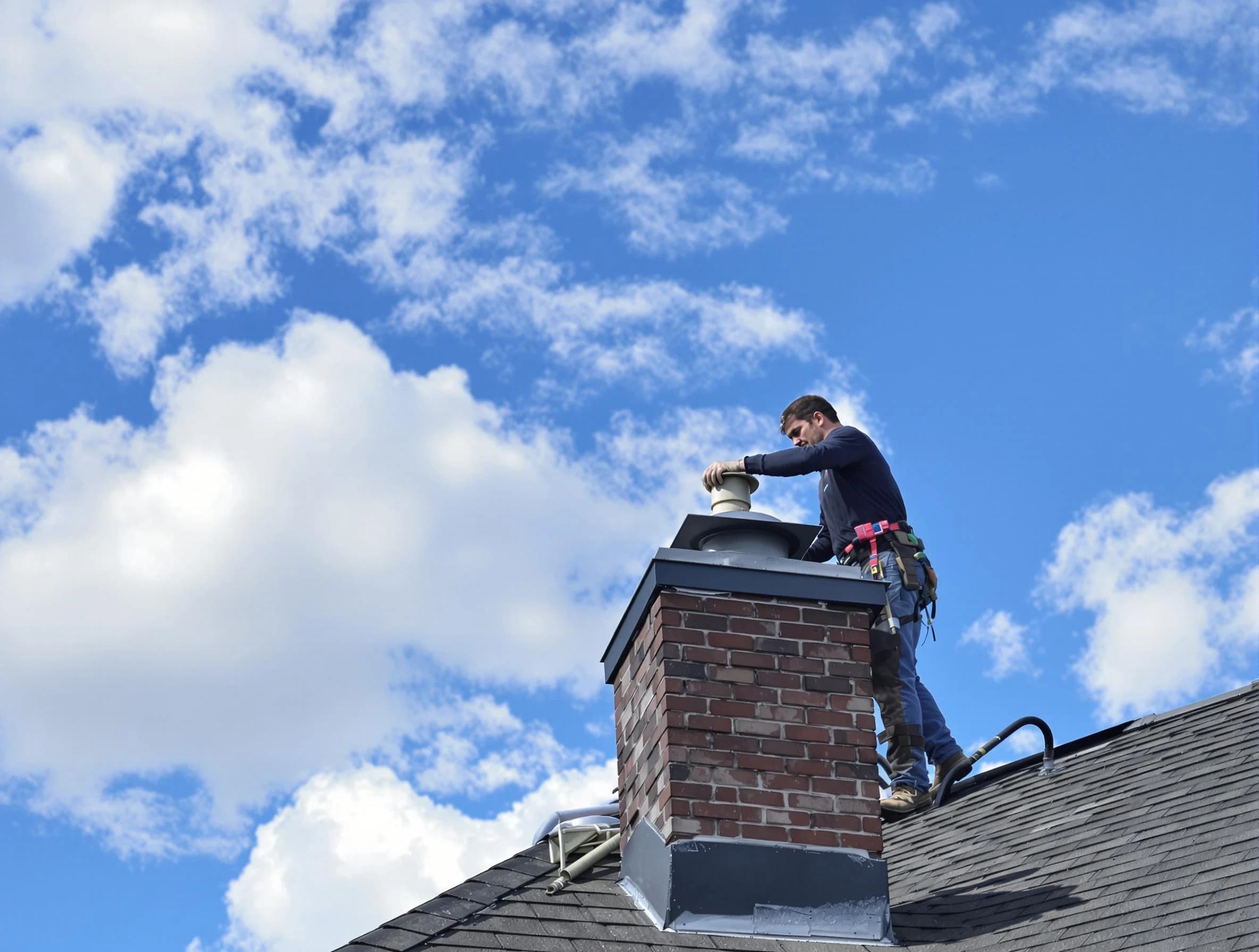Montevallo Chimney Sweep installing a sturdy chimney cap in Montevallo, AL