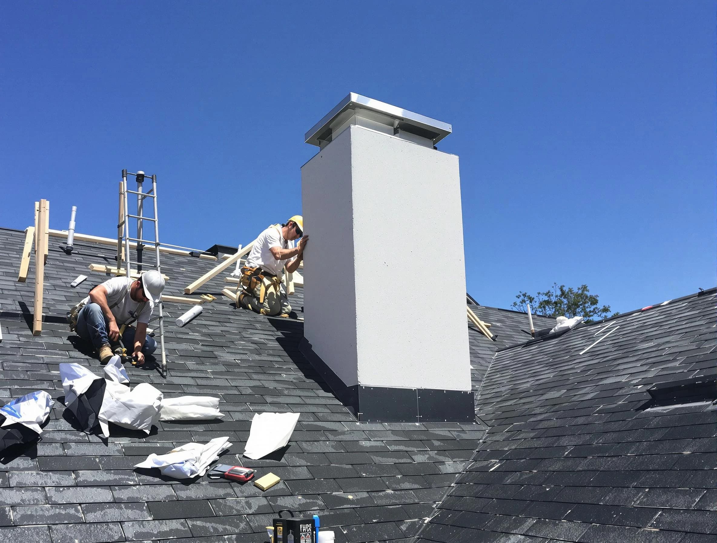 Montevallo Chimney Sweep crew installing a new chimney in Montevallo, AL