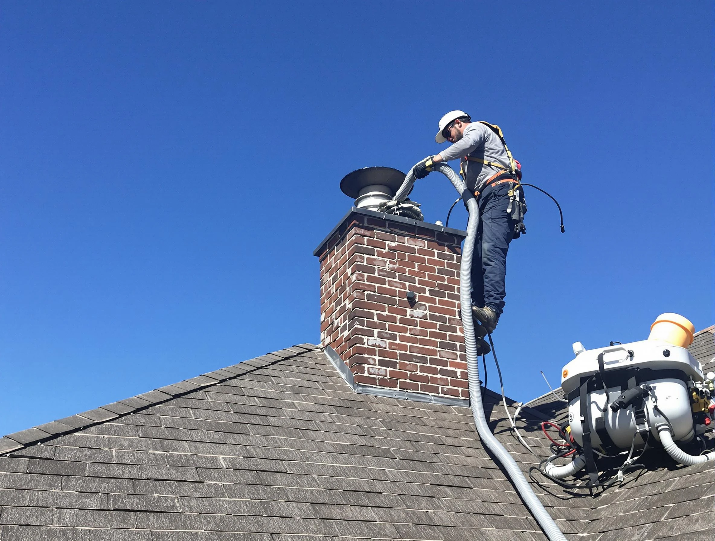 Dedicated Montevallo Chimney Sweep team member cleaning a chimney in Montevallo, AL
