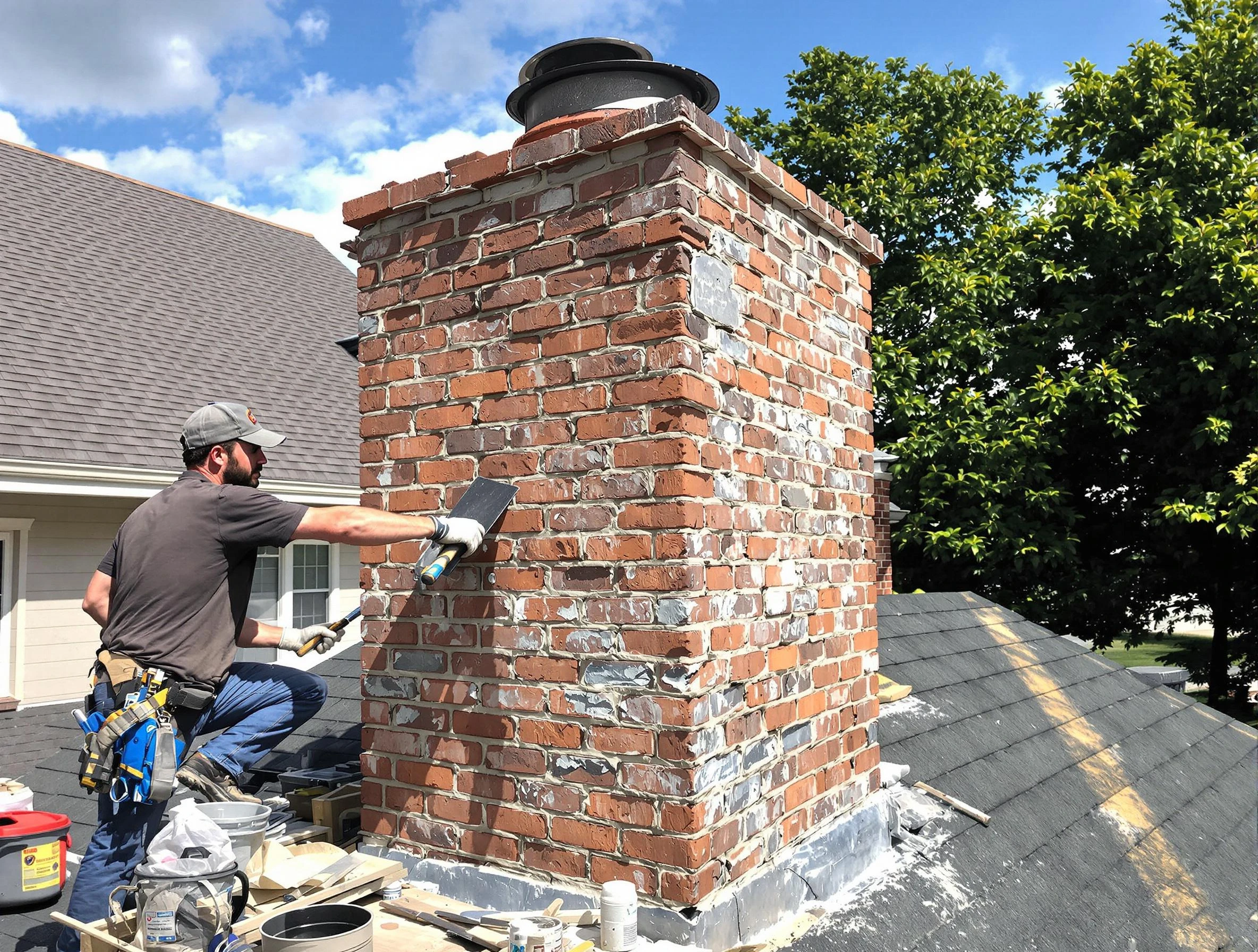 Completed chimney rebuild by Montevallo Chimney Sweep in Montevallo, AL