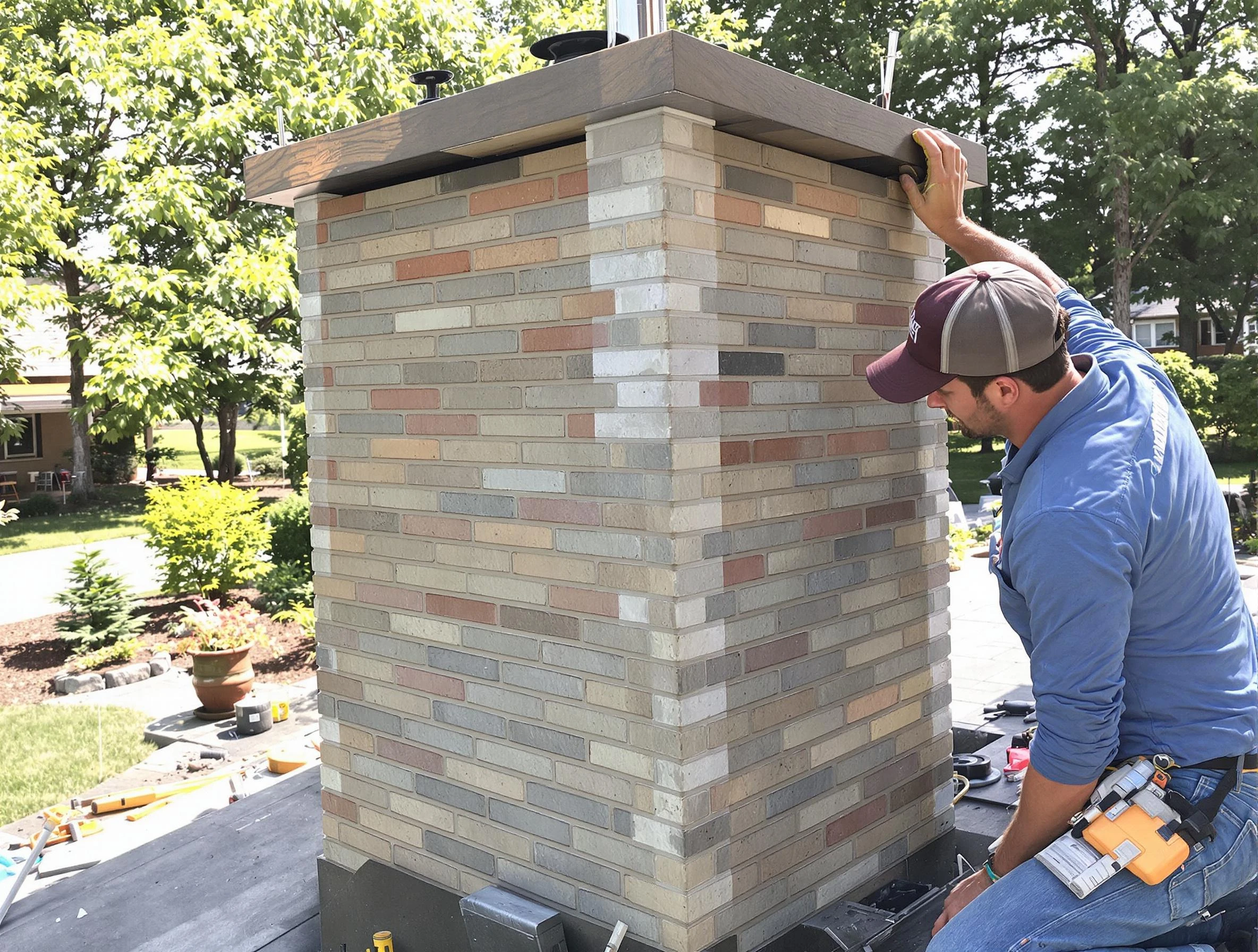 Montevallo Chimney Sweep completing a modern chimney remodel in Montevallo, AL